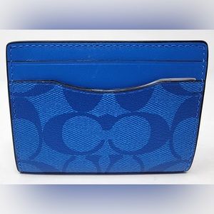 Coach Signature Bright Blue Magnetic Card Case Wallet 91660